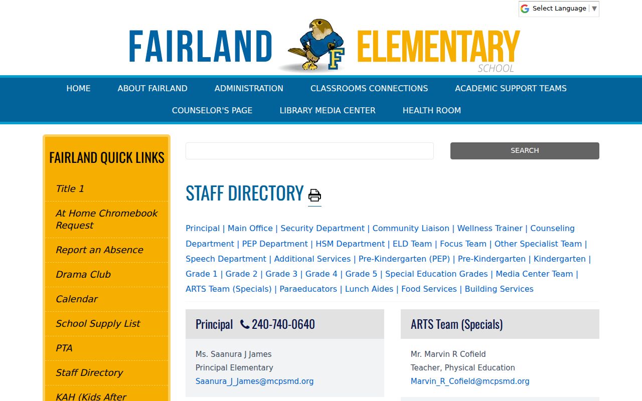 Fairland people directories local elementary staff roster