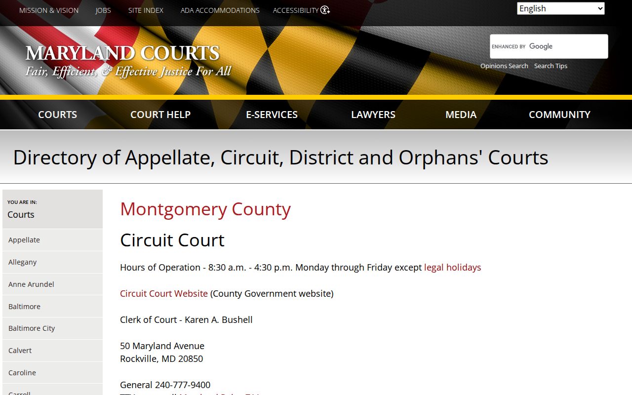 Fairland public records at Montgomery County courts