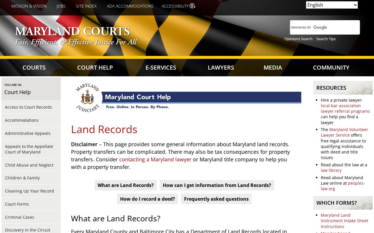 Fairland public records land access guidance
