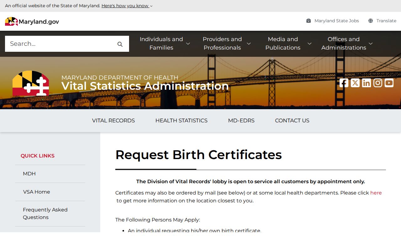Fairland public records birth certificate access